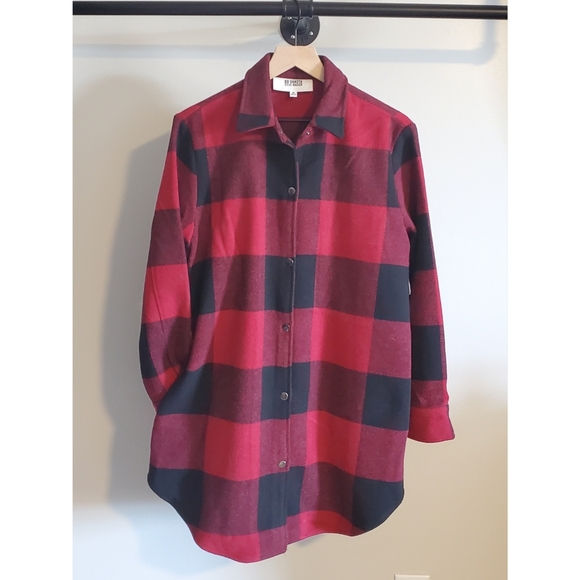 NWT BB Dakota x Steve Madden Eldridge Buffalo Plaid Coat, Red, MD (US 6-8) - Picture 2 of 4